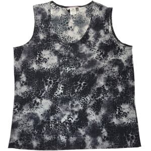 Vintage Y2K Nick & Sarah Plus Size 2X Gray Animal Print Top Shirt Tunic Tank